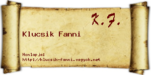 Klucsik Fanni névjegykártya